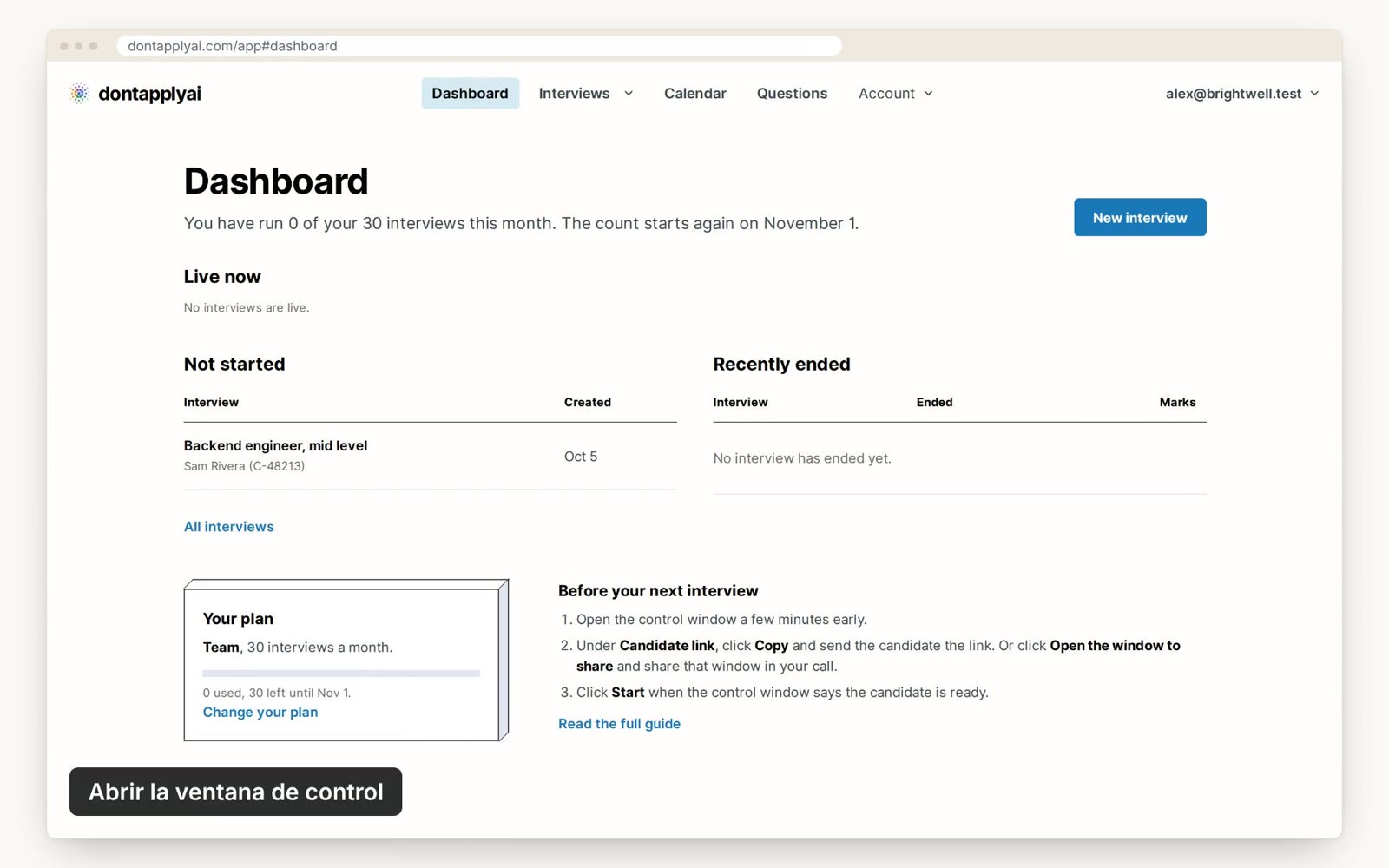 El Dashboard, con una entrevista que aún no ha empezado