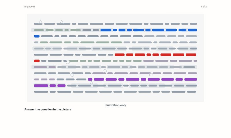 When you start, the first question appears among decoys in other colors.